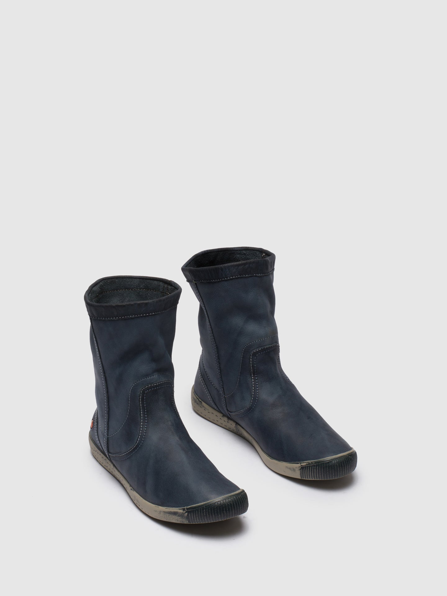 Softinos Navy Round Toe Ankle Boots